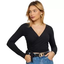 Blusa Feminina Branca Transpassada Envelope Novidade Moda