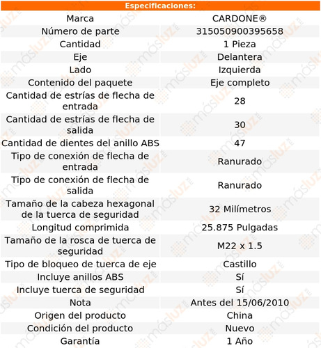 (1) Flecha Homocintica Del Izq Azera 06/11 Cardone Foto 4