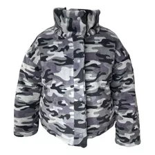 Campera Puffer Polar Premium Oversize Camuflado Print Cebra