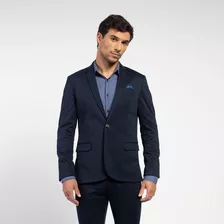 Blazer Docthos Slim Malha Lisa Azul Marinho 