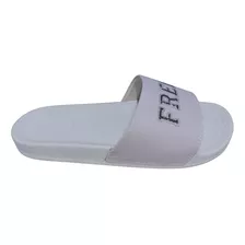 Chinelo Freeday Slide 49024 - Branco - Logo Cinza - Retrô