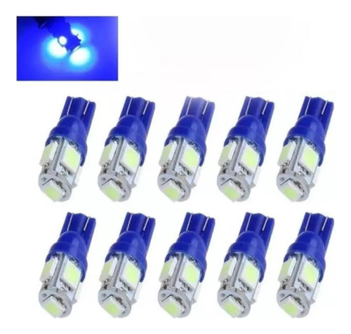 10pzs Led Foco Pellizco T10 Automotriz Lote Led 5050-azul Foto 6