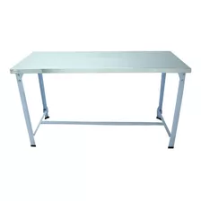 Mesa De Serviço Tampo Aço Inox 1,50x0,60 Pé Em Pintura Epox 