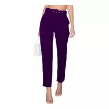 Calça Feminina Alfaiataria Social Cinto Cintura Alta Skinny