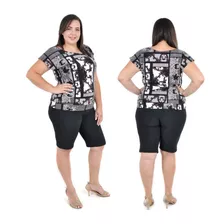 Blusa Feminina Plus Size Confortável Extra Grande Liganete