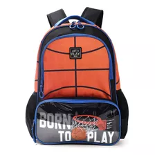 Mochila Escolar Estampa Basquet Let`s Play Skora 32259 Color Naranja