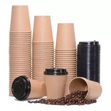 50 Vaso Carton Desechable Con Tapa 8 Onz Bebidas Calientas