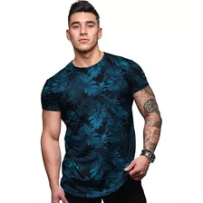 Camisa Blusa Masculina Estampa Flor Floral Tropical Azul