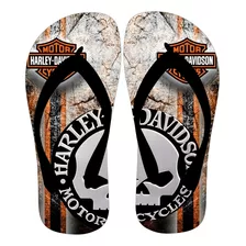 Chinelo Sandalia Personalizada Harley Davidson 2 Preto Fc