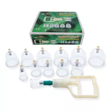 Kit 12 Ventosas Com Bomba Ventosaterapia Massoterapia Chines