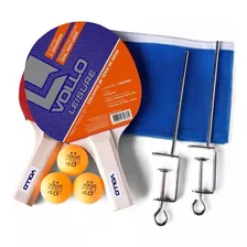 Kit Tênis De Mesa Ping Pong 2 Raquetes 3 Bolinhas Rede Vollo