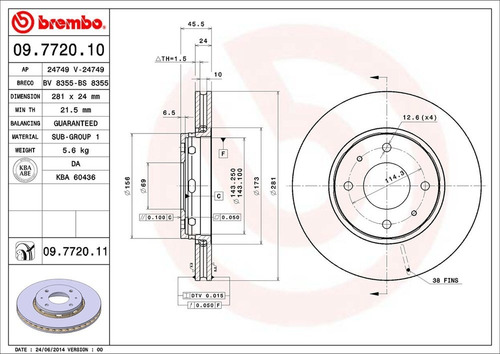 Disco De Freno / Volvo S40 T4 2003 Delantero Ventilado Foto 2