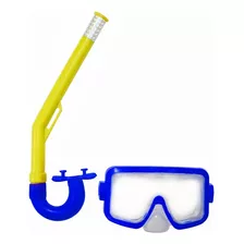 Set De Snorkel Kit Buceo Y Mascara Ajustable Infantil Pileta Color Azul