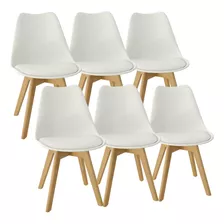 Set X 6 Sillas Eames Tulip De Comedor Almohadón Patas Madera