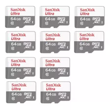 Kit 10 Cartão Memória 64gb Micro Sd Ultra Sandisk Original