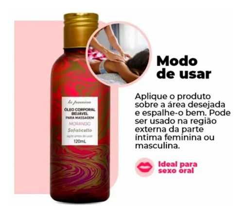 Óleo Corporal Para Massagem Beijável  Com Sabor