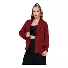 Max Blazer Feminino Casaco Elegante Longo Social Acinturado