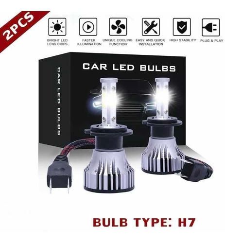 Set 2x Bulbos H7 12v Luz 360 Led Cob Xenn 6k Vw Jetta Polo Foto 2