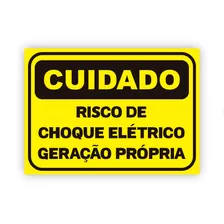 5 Placas Cuidado Risco Choque Elétrico Geração Própria