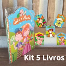 Kit 5 Livros Conto Disney ( Contos Clássicos ) Leitura Infantil - O Gato De Botas + Os Três Porquinhos + João E Maria + Pinóquio + O Patinho Feio 