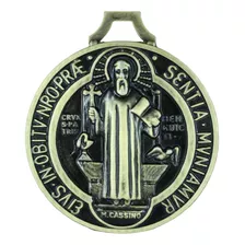 Medallon Grande De San Benito, Terminado Antiguo 12 Cm.
