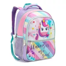 Mochila Bolsa Escolar Infantil Unicórnio Menina Lançamento