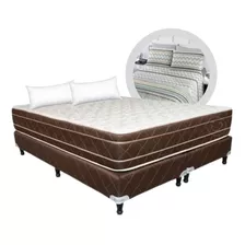 Colchón + Sommier Espuma Queen 160x200 + Almohadas + Sabanas