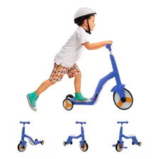 Scooter Infantil Mobilibaby Multifuncional 3 En 1 Bicicleta Triciclo Color Azul Liso