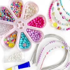 Kit Miçangas Coloridas Infantil Para Montar Tiaras, Completo