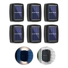 Kit 6 Arandela 2 Focos Luz Potente Solar Fotocélula Casa