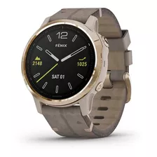 Reloj Garmin Fenix 6 S Zafiro Gris Piedra Cuero Smartwatch Color De La Caja Crema Color Del Bisel Dorado