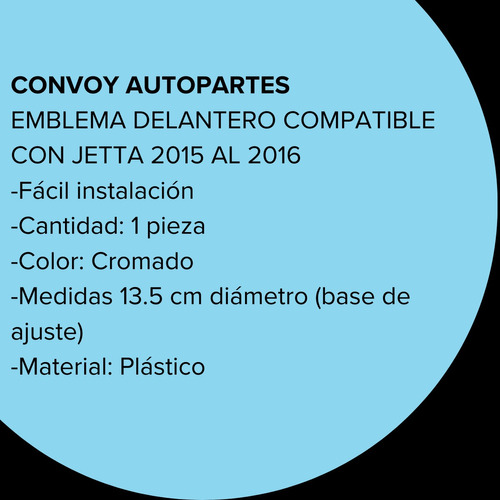 Emblema Delantero Compatible Con Jetta 2015-2016 Foto 4