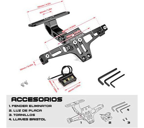 Extensor Porta Placa Lujo Universal Fender Eliminator Moto Foto 7