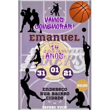 Convite Digital Aniversário Basquete Lakers 