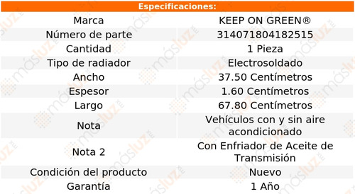 1- Radiador Agua Electrosoldado Cl 2.7l 6 Cil 1995/1997 Kg Foto 5