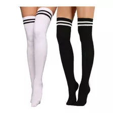 Calcetas Larga Blanca/negra Moda Japonesa Kawaii Unitalla 