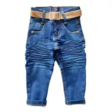 Calça Jeans Elastano Infantil Menino Várias Cores Com Cinto 