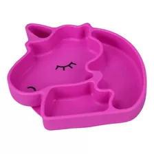 Plato Guagua Unicornio De Silicona Antideslizante Irrompible Color Rosa