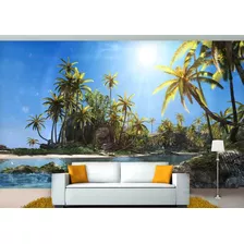 Papel De Parede 3d Paisagem Praia Mar Céu Sol 10m² Npr114