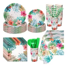 Kit De Vajilla Fiesta Hawaiiana Deshechables De Papel 194pz