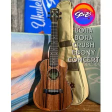 Ukulele Seizi Bora Bora Crush Concert Eletrico Bag Ebony