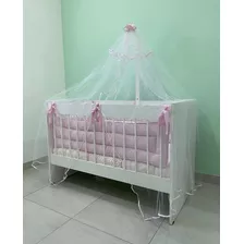 Mosquitero Tul Y Dosel Soporte Laqueado Para Cuna De 120x60