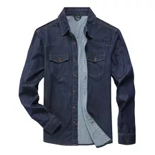 Camisa Jeans Casual Masculina De Manga Comprida