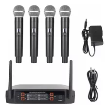 Microfone Sem Fio 4 Canais Handheld Uhf