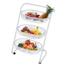 Cesto Organizador Fruteira Com 3 Cestos Multiuso Cor Branco