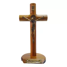 Crucifixo Católico São Bento Religioso Cruz Pedestal 17cm