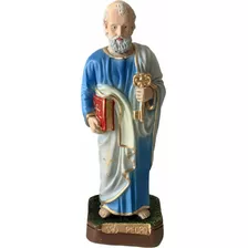 Imagem Sao Pedro 22 Cm Gesso Escultura Católica Azul Lindo