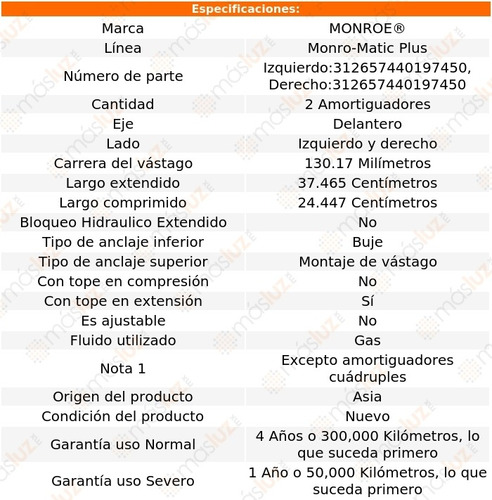 Kit 2 Amortiguadores Del Monro-matic Plus F-100 Ranger 96 Foto 3