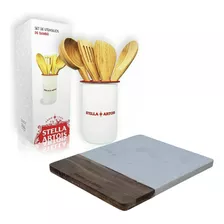 Tabla Mármol/madera + Set Utensilios De Bambú Stella Artois