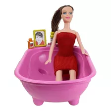Boneca Fashion Banheiro Banheira E Acessórios De Beleza